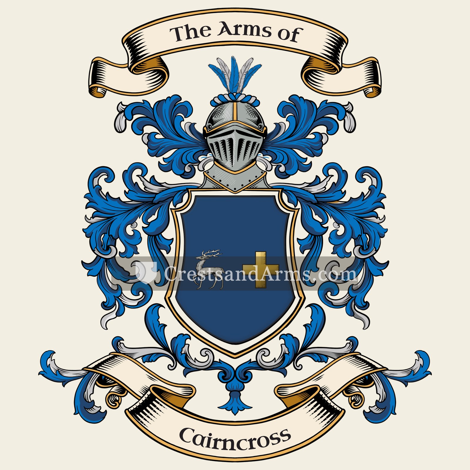 The Cairncross coat of arms, drawn from the recorded blazon