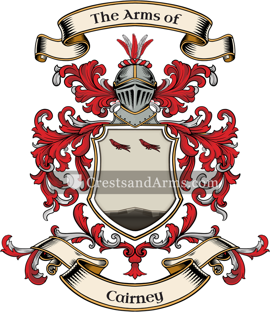 The Cairney coat of arms, drawn from the recorded blazon