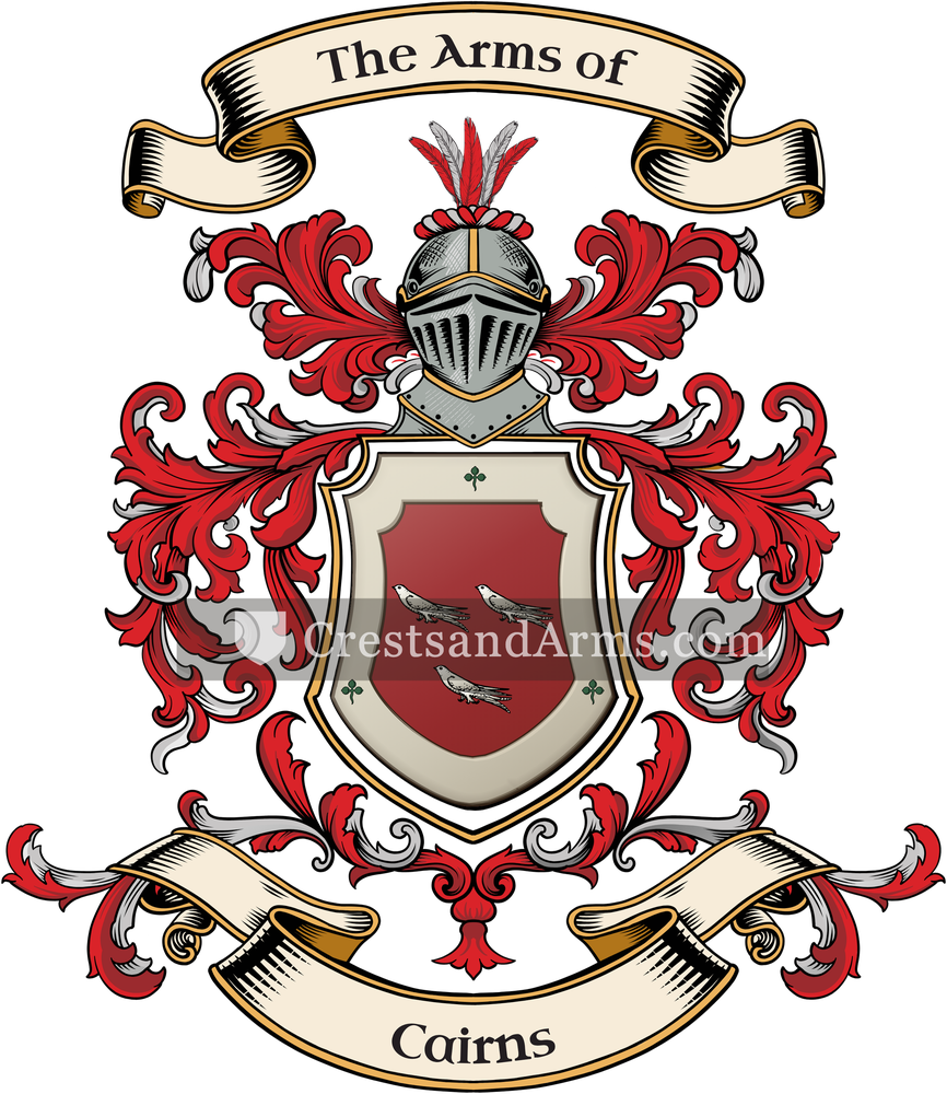 The Cairns coat of arms, drawn from the recorded blazon