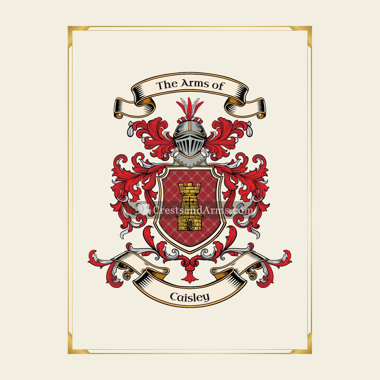 With gold border