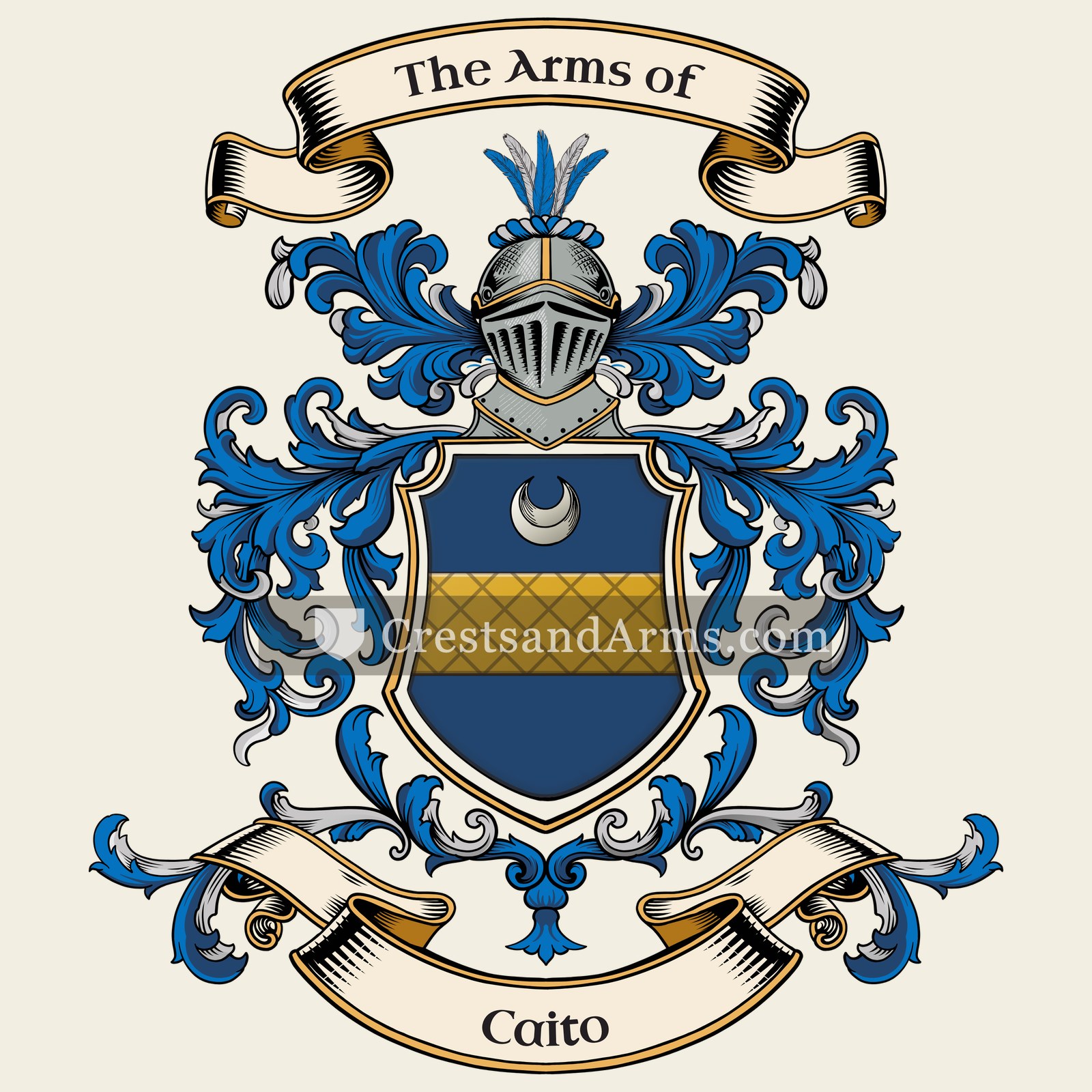 The Caito coat of arms, drawn from the recorded blazon