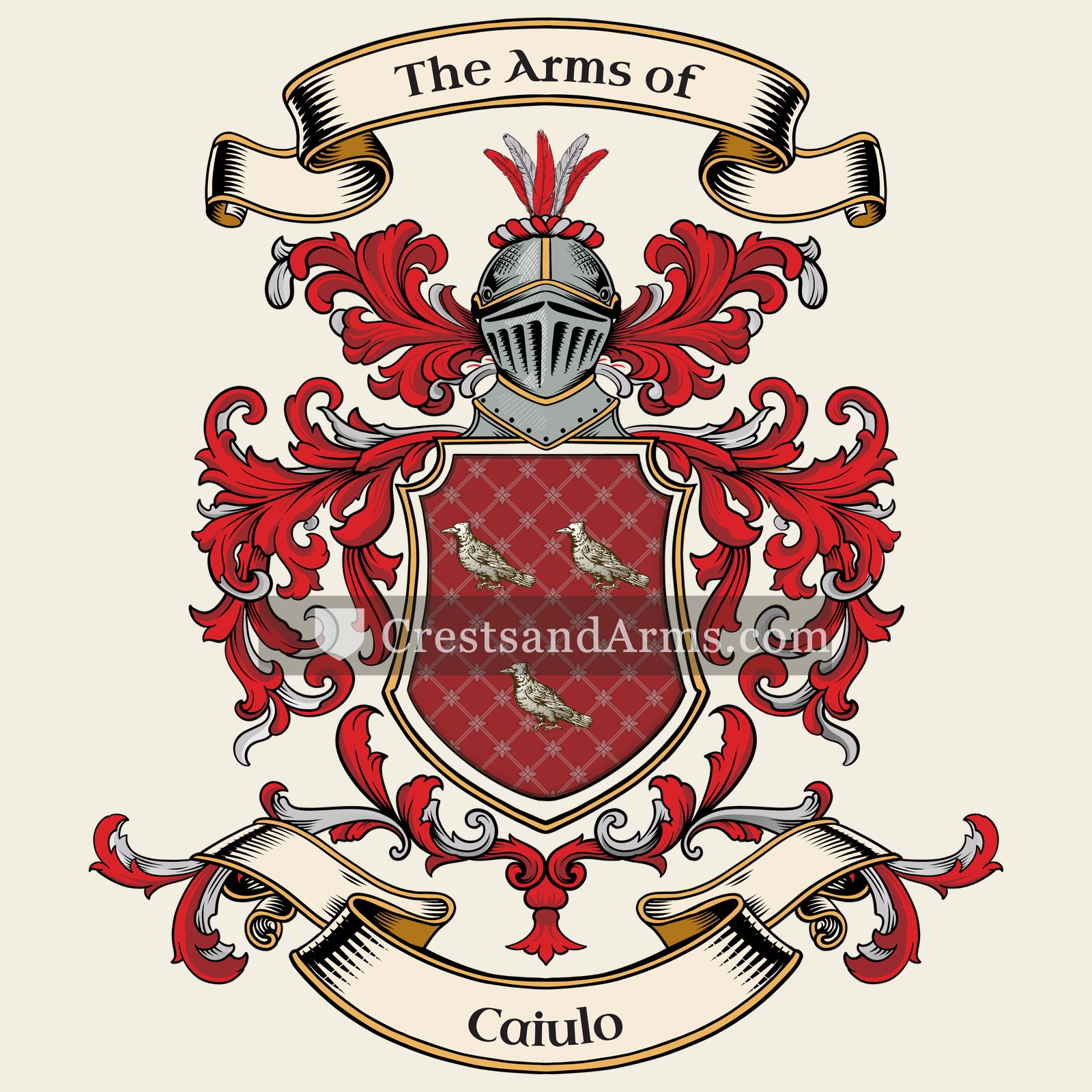 The Caiulo coat of arms, drawn from the recorded blazon