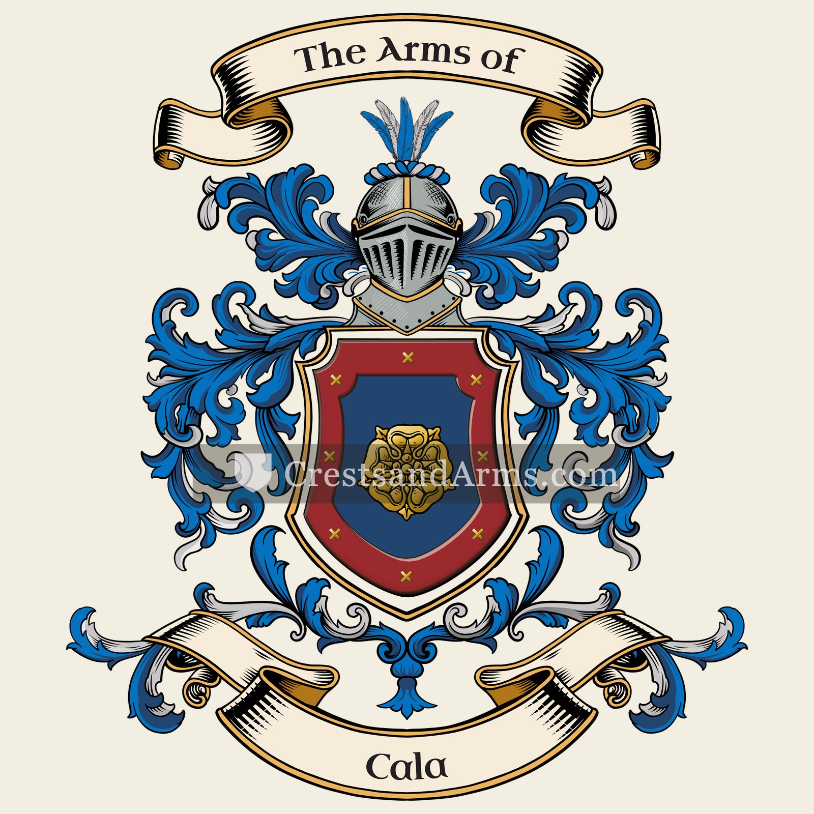 The Cala coat of arms, drawn from the recorded blazon