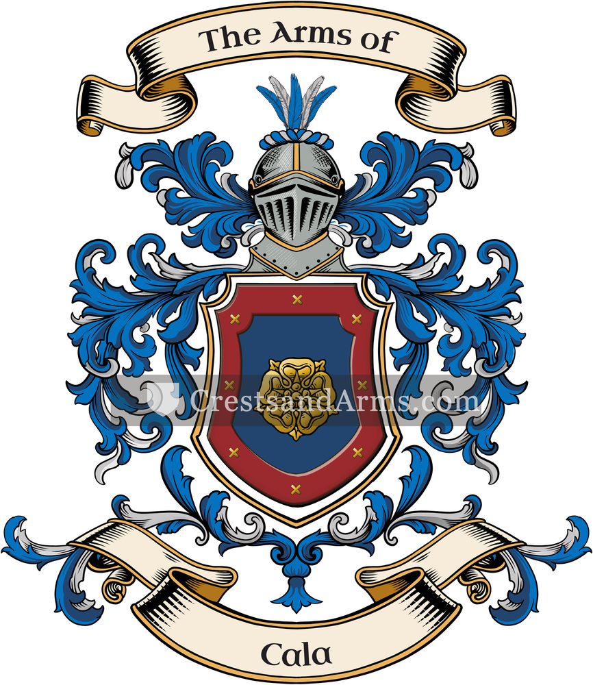 The Cala coat of arms, drawn from the recorded blazon