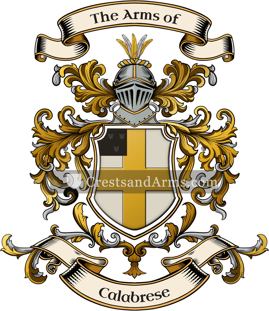 The Calabrese coat of arms, drawn from the recorded blazon