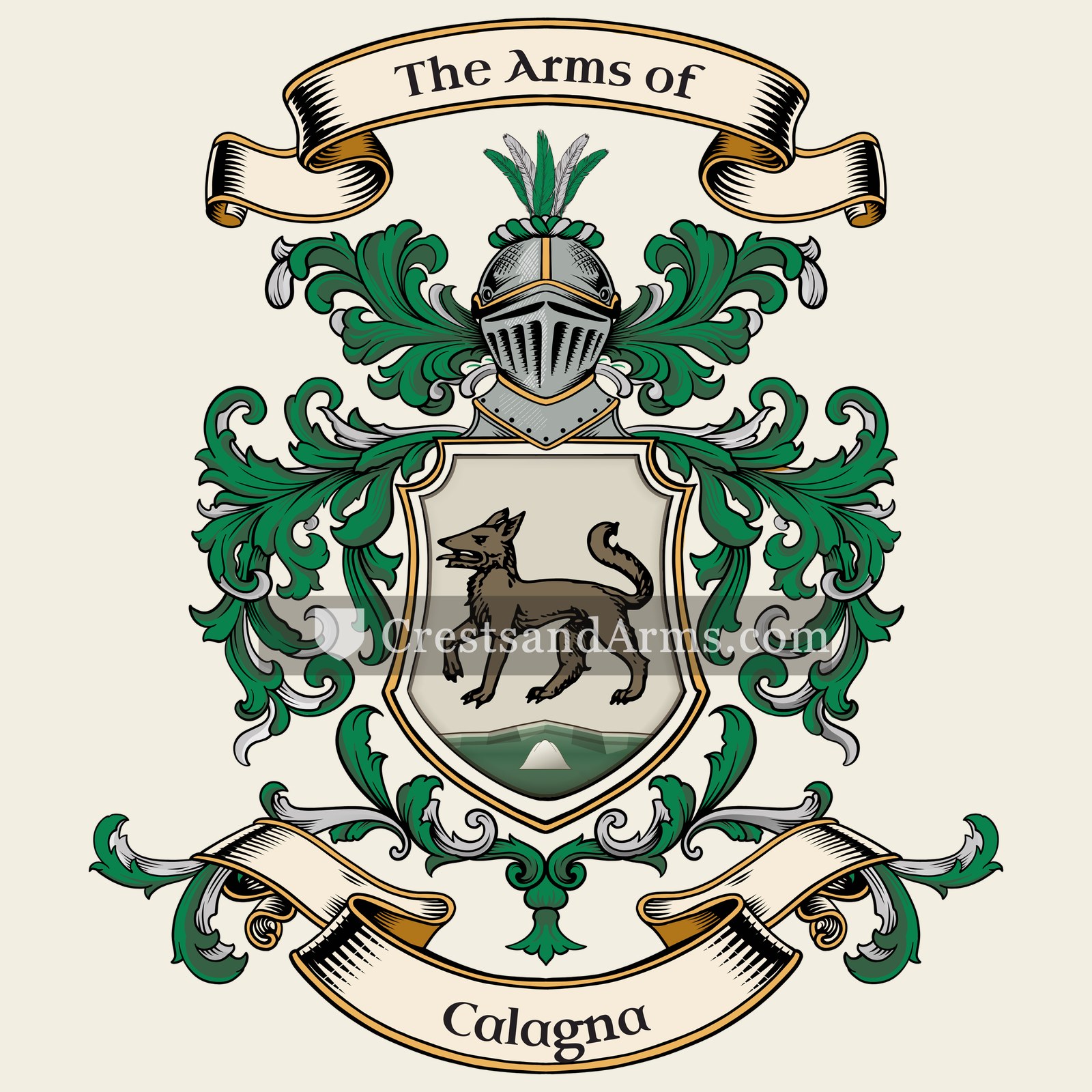 The Calagna coat of arms, drawn from the recorded blazon