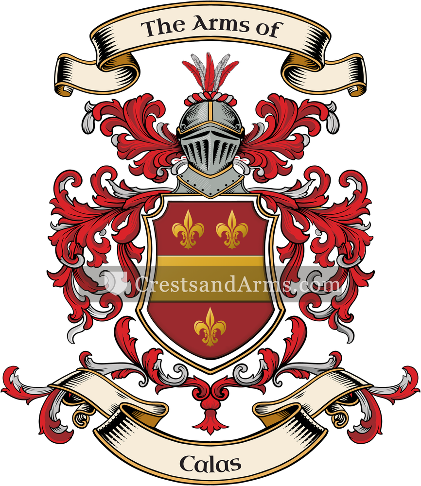 The Calas coat of arms, drawn from the recorded blazon