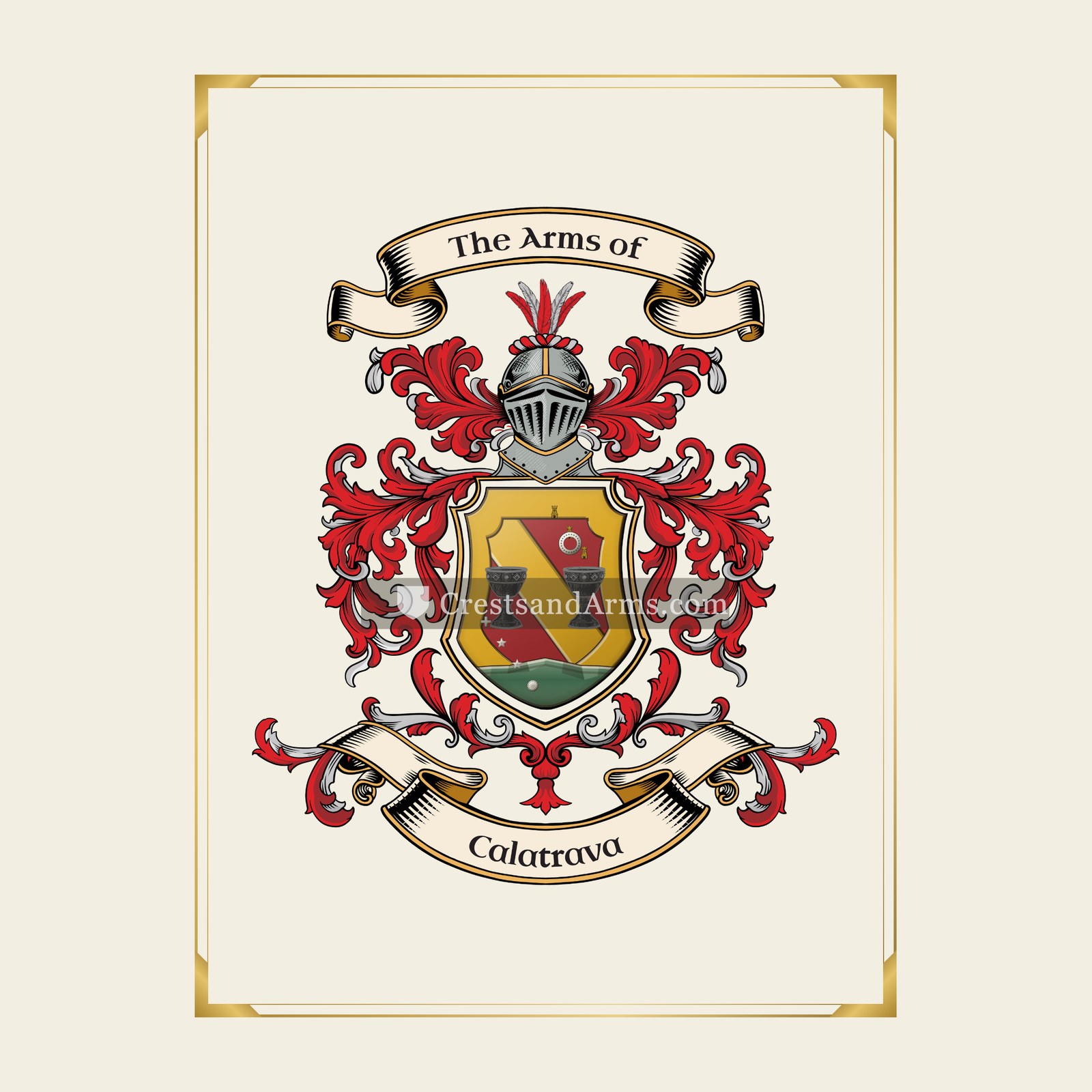With gold border