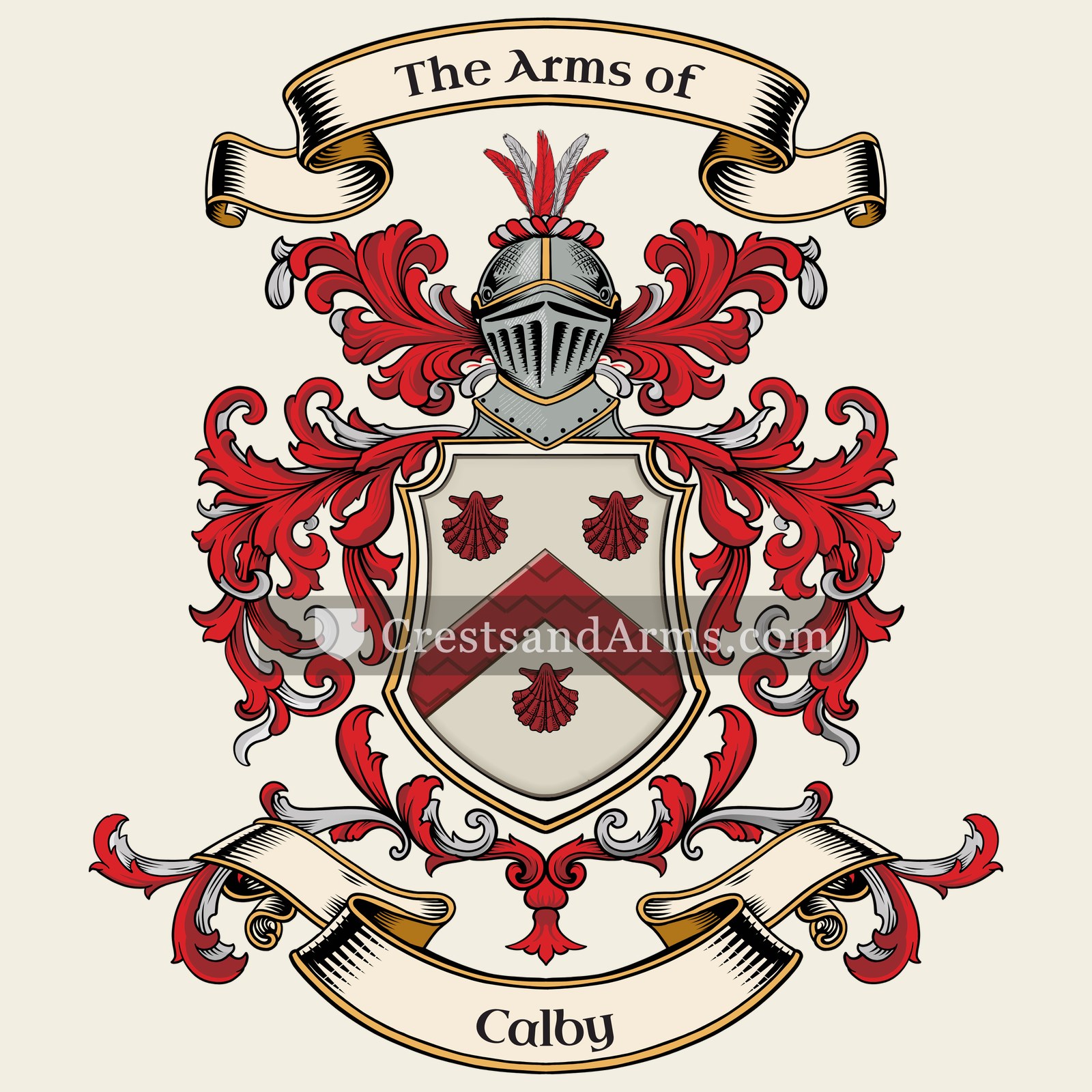 The Calby coat of arms, drawn from the recorded blazon