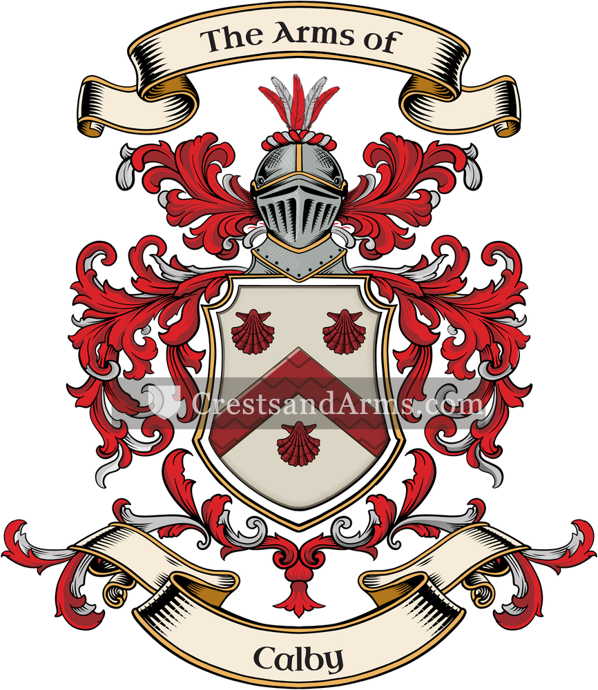 The Calby coat of arms, drawn from the recorded blazon