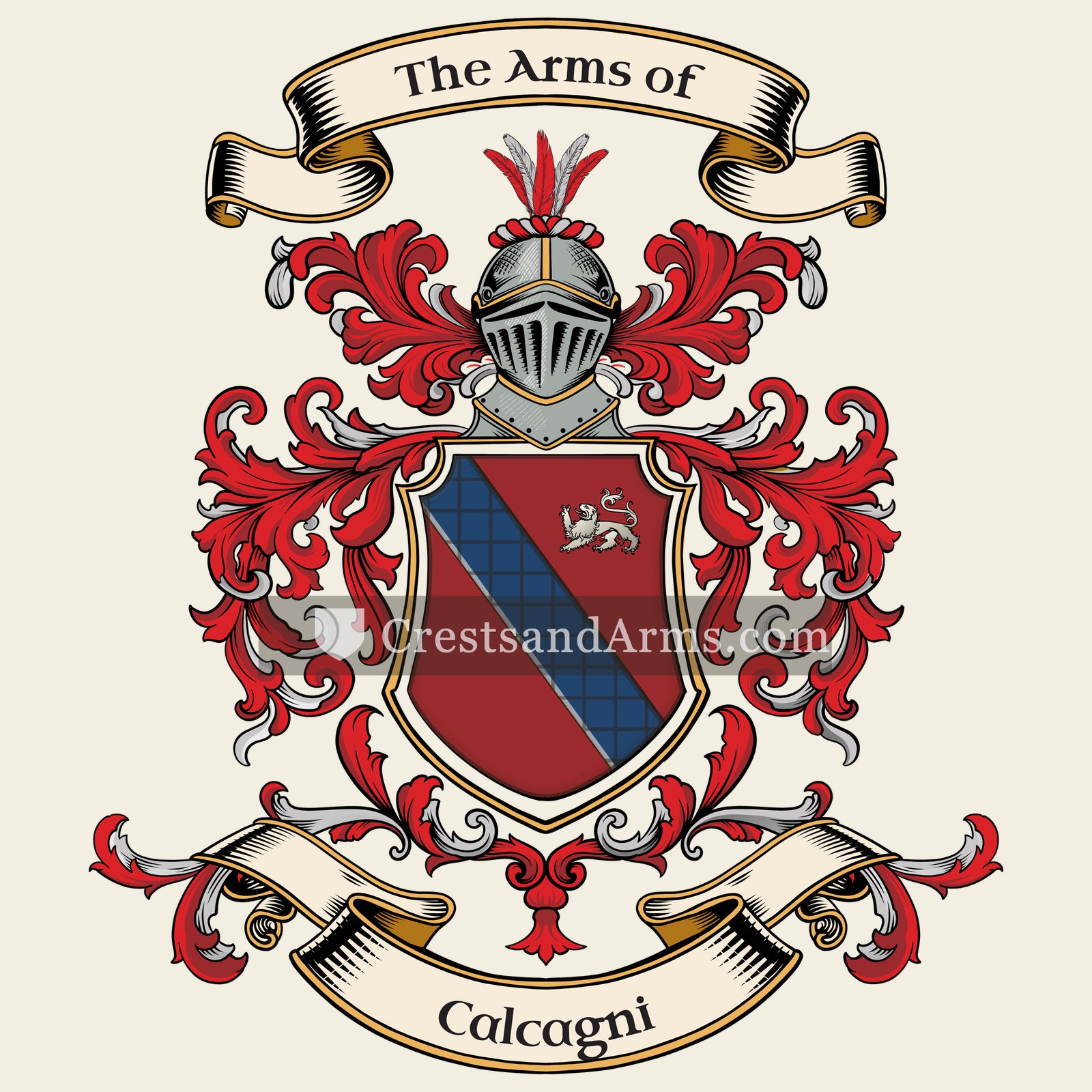 The Calcagni coat of arms, drawn from the recorded blazon