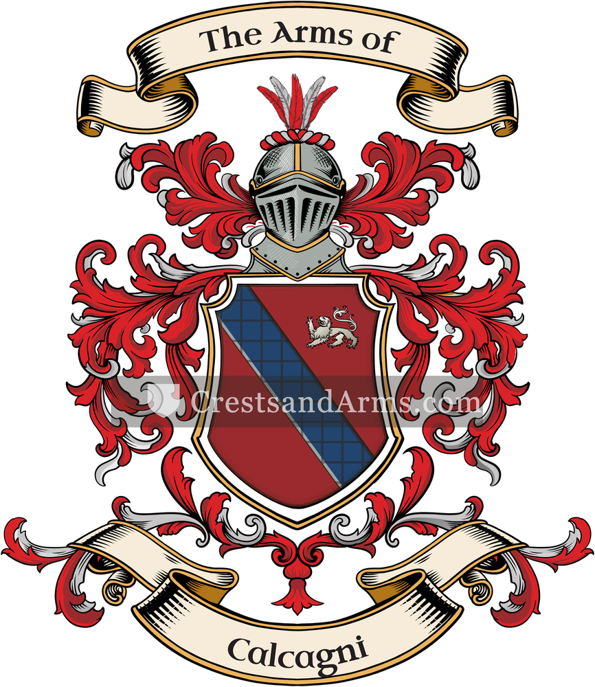 The Calcagni coat of arms, drawn from the recorded blazon