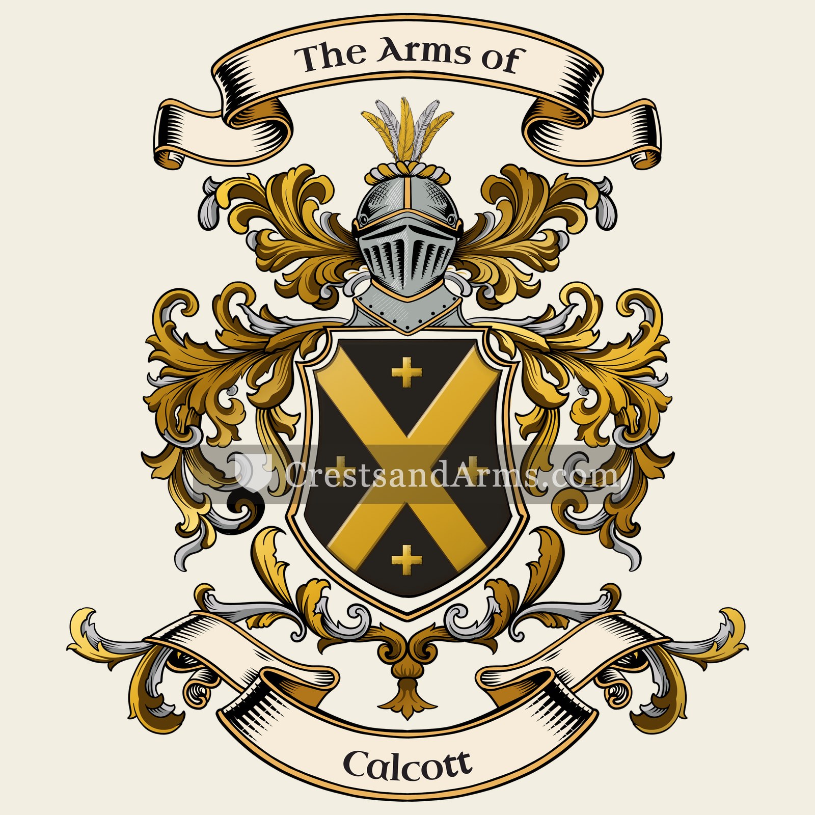 The Calcott coat of arms, drawn from the recorded blazon