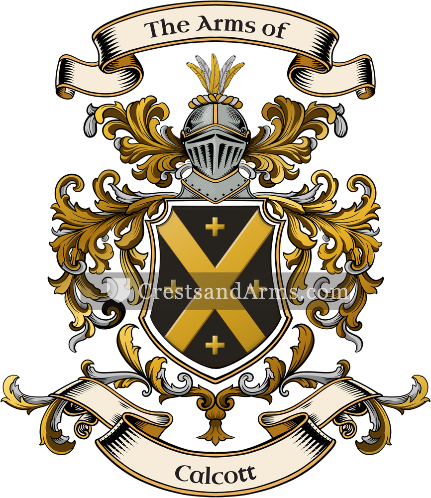 The Calcott coat of arms, drawn from the recorded blazon