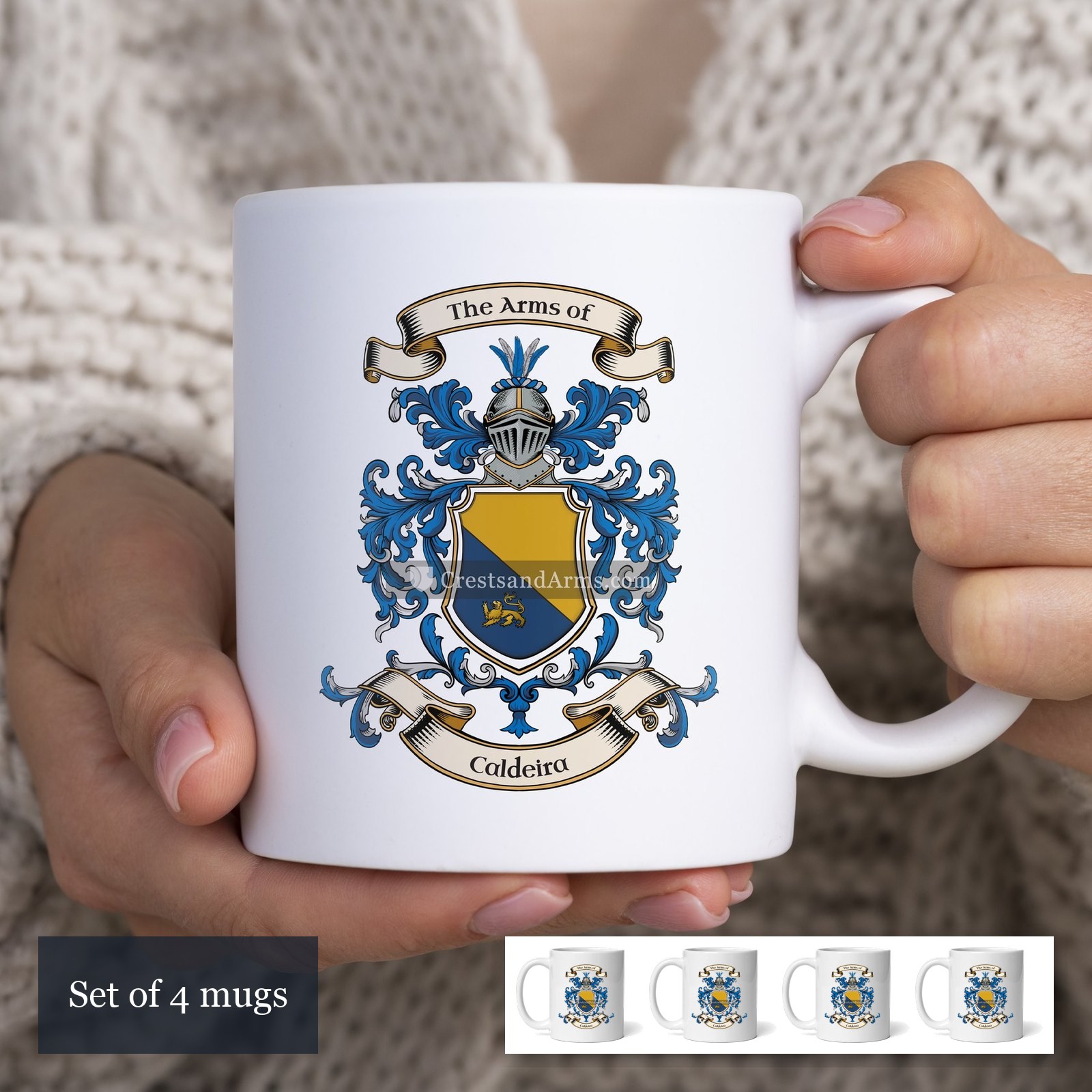 The Caldeira coat of arms on the mugs