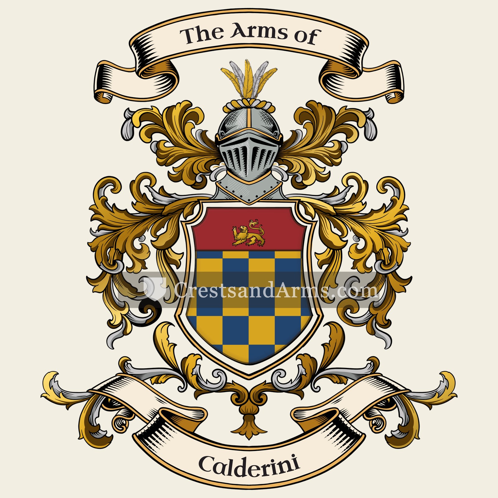 The Calderini coat of arms, drawn from the recorded blazon