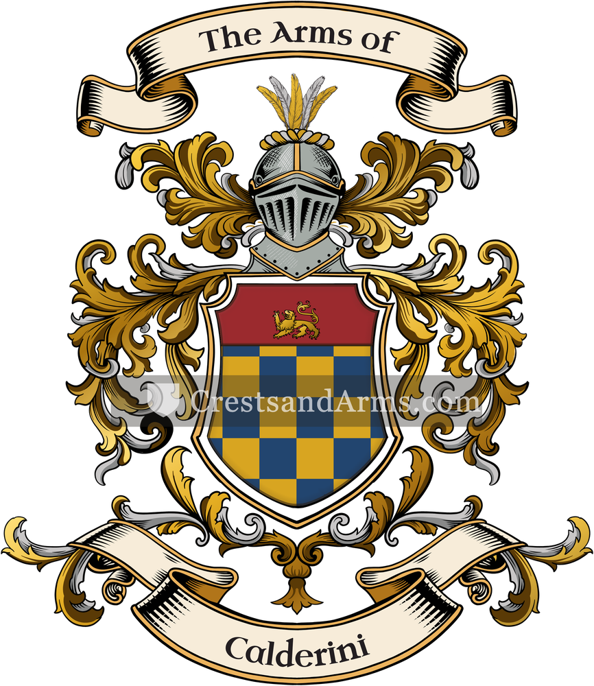 The Calderini coat of arms, drawn from the recorded blazon