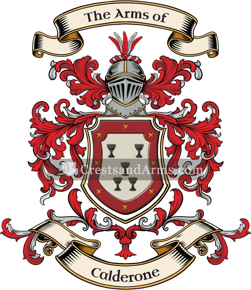 The Calderone coat of arms, drawn from the recorded blazon
