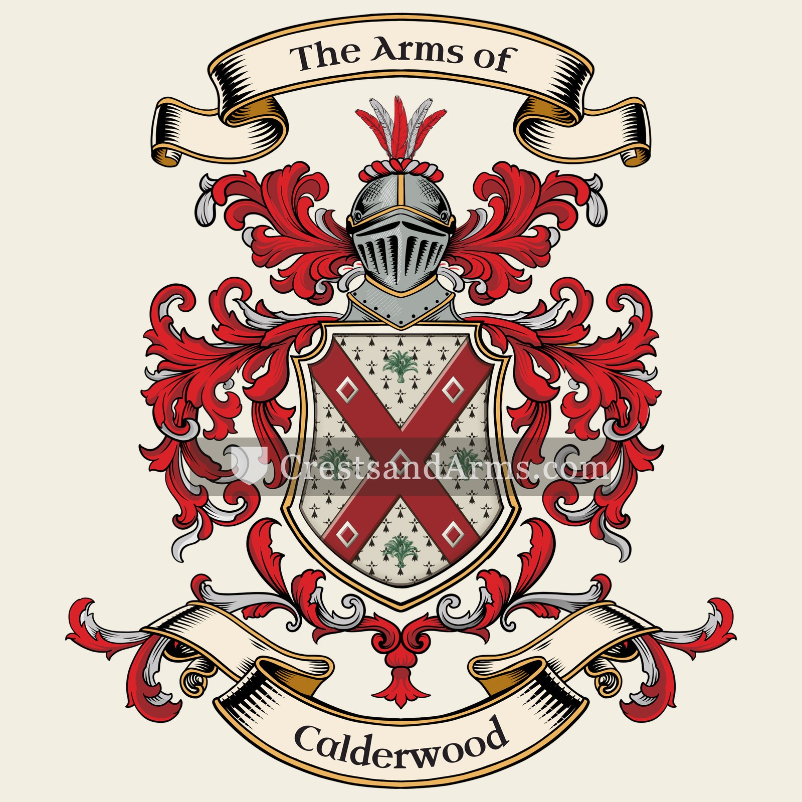 The Calderwood coat of arms, drawn from the recorded blazon