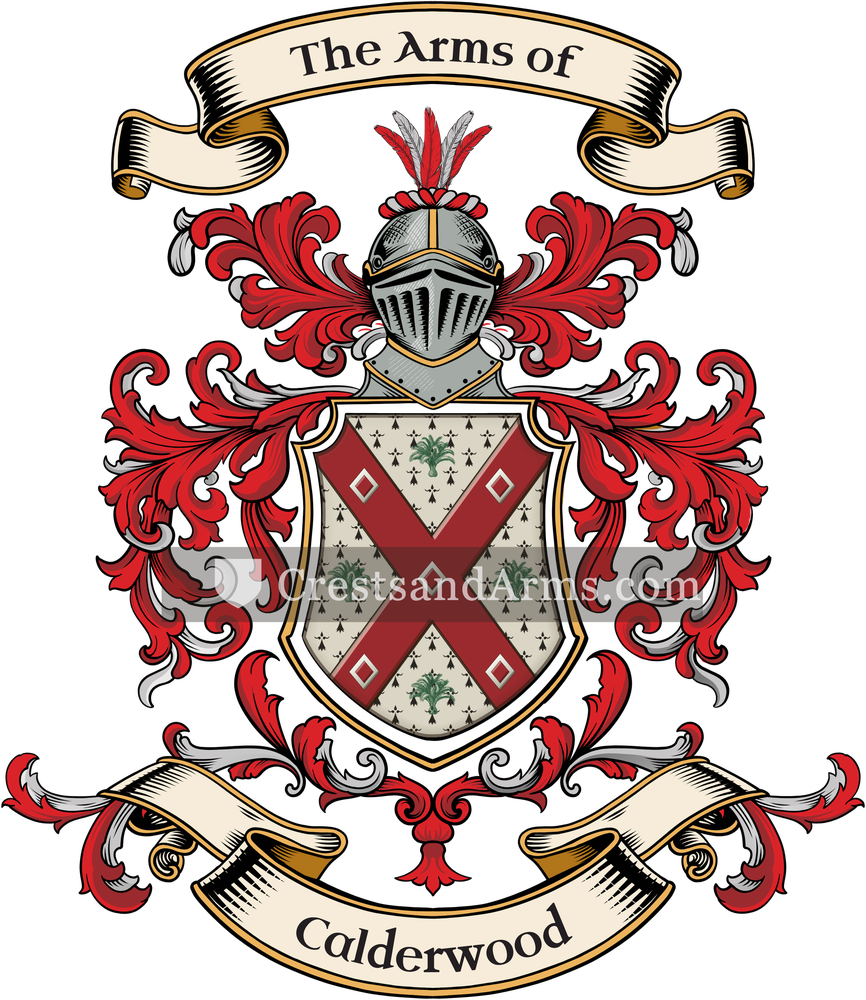 The Calderwood coat of arms, drawn from the recorded blazon