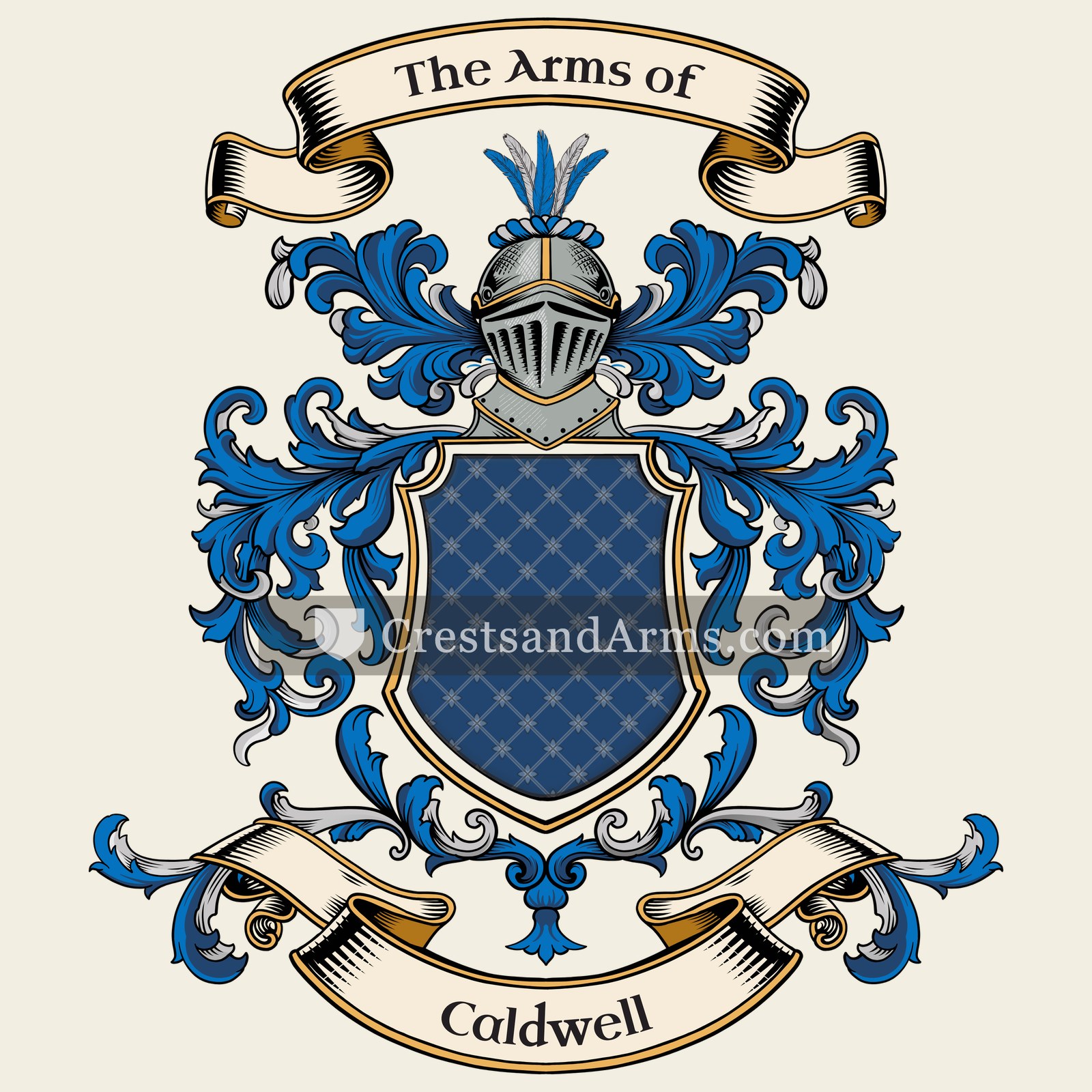 The Caldwell coat of arms, drawn from the recorded blazon