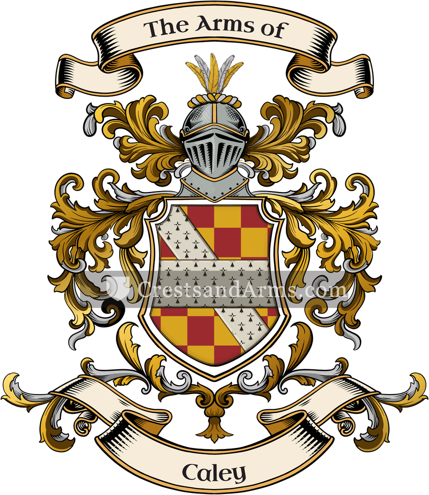 The Caley coat of arms, drawn from the recorded blazon