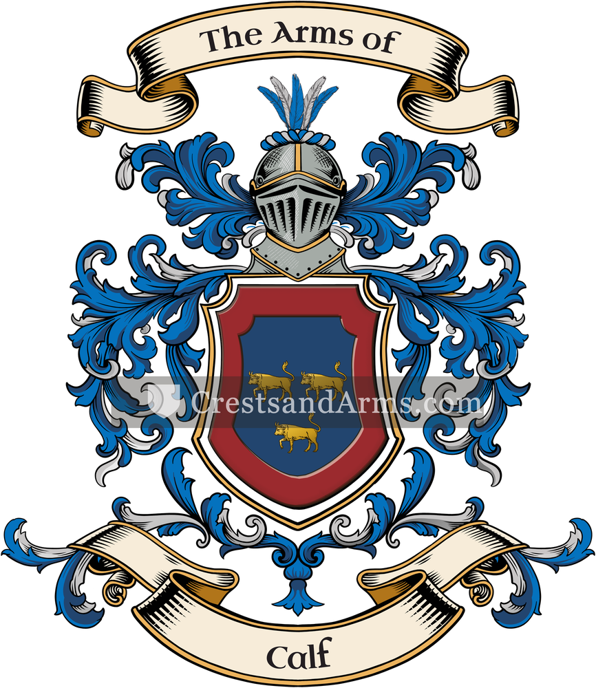 The Calf coat of arms, drawn from the recorded blazon