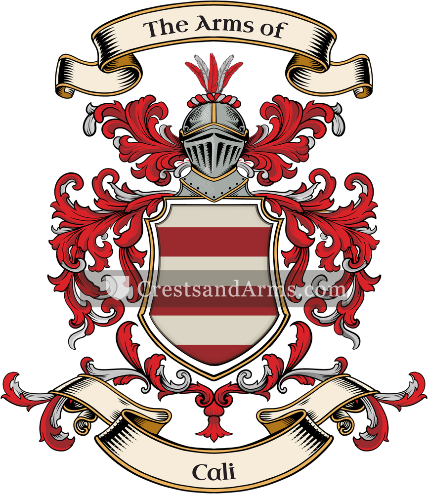 The Cali coat of arms, drawn from the recorded blazon