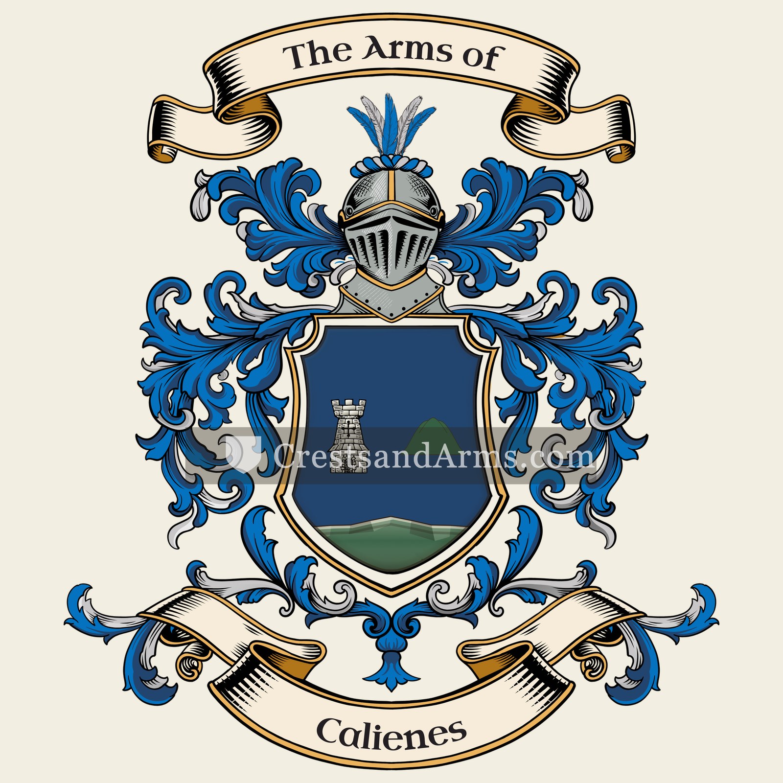 The Calienes coat of arms, drawn from the recorded blazon