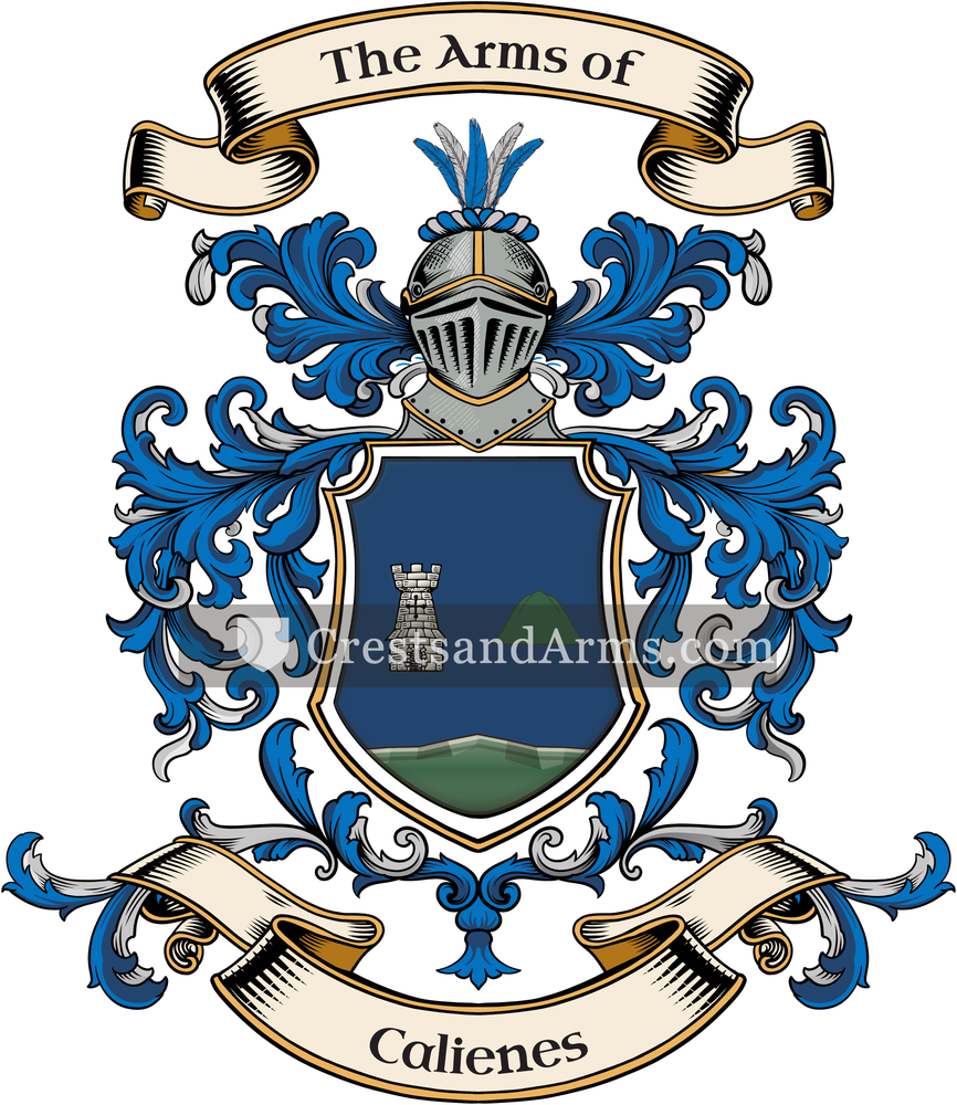 The Calienes coat of arms, drawn from the recorded blazon
