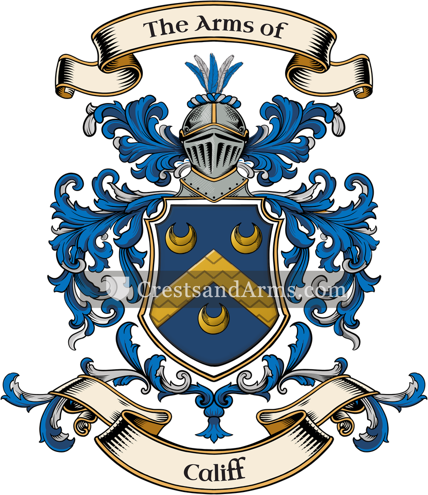 The Califf coat of arms, drawn from the recorded blazon