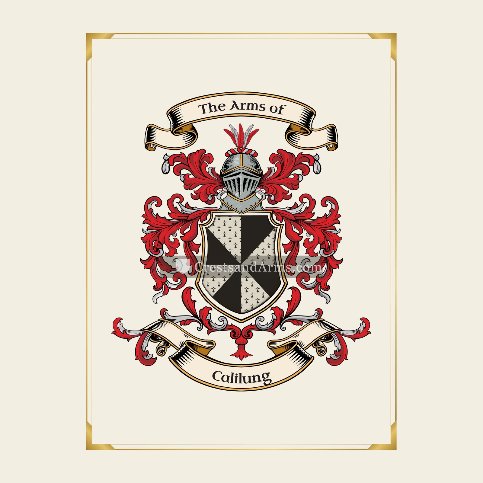 With gold border