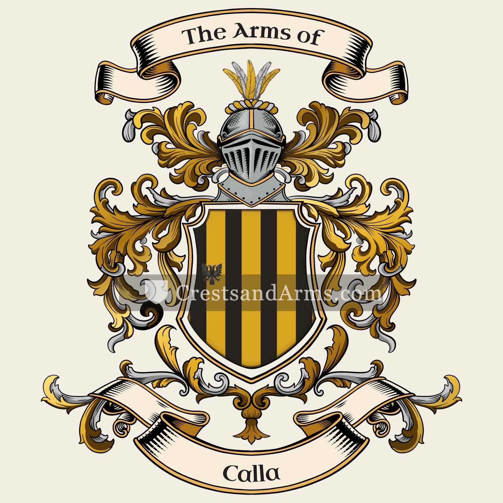 The Calla coat of arms, drawn from the recorded blazon