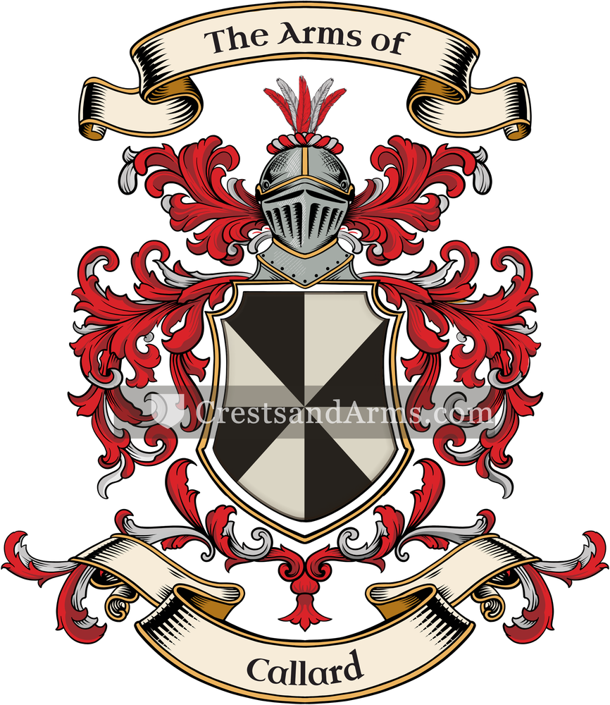 The Callard coat of arms, drawn from the recorded blazon