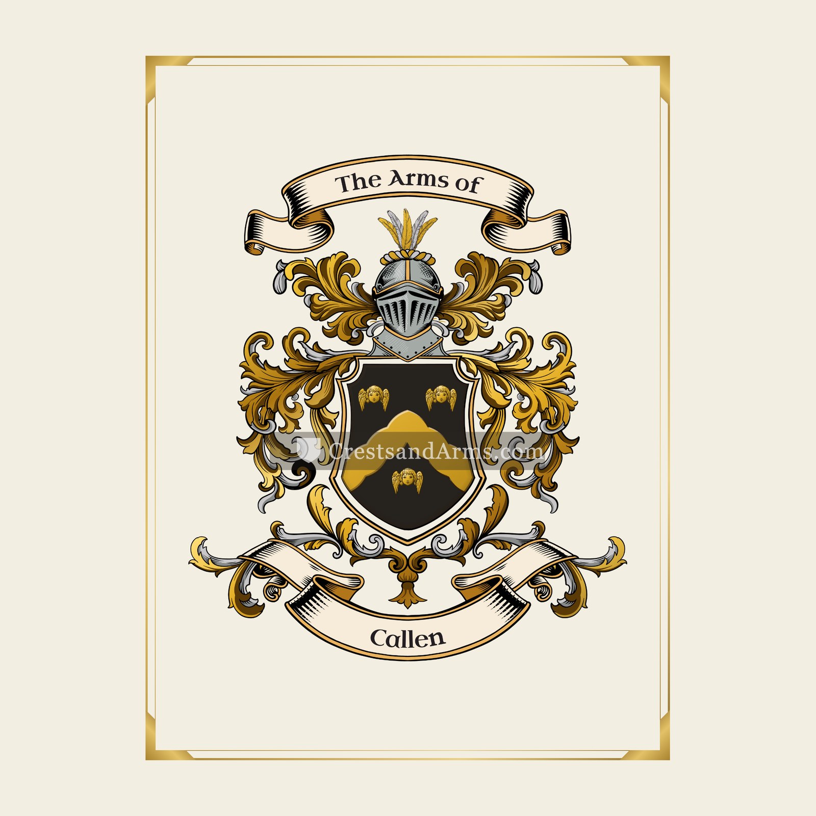 With gold border