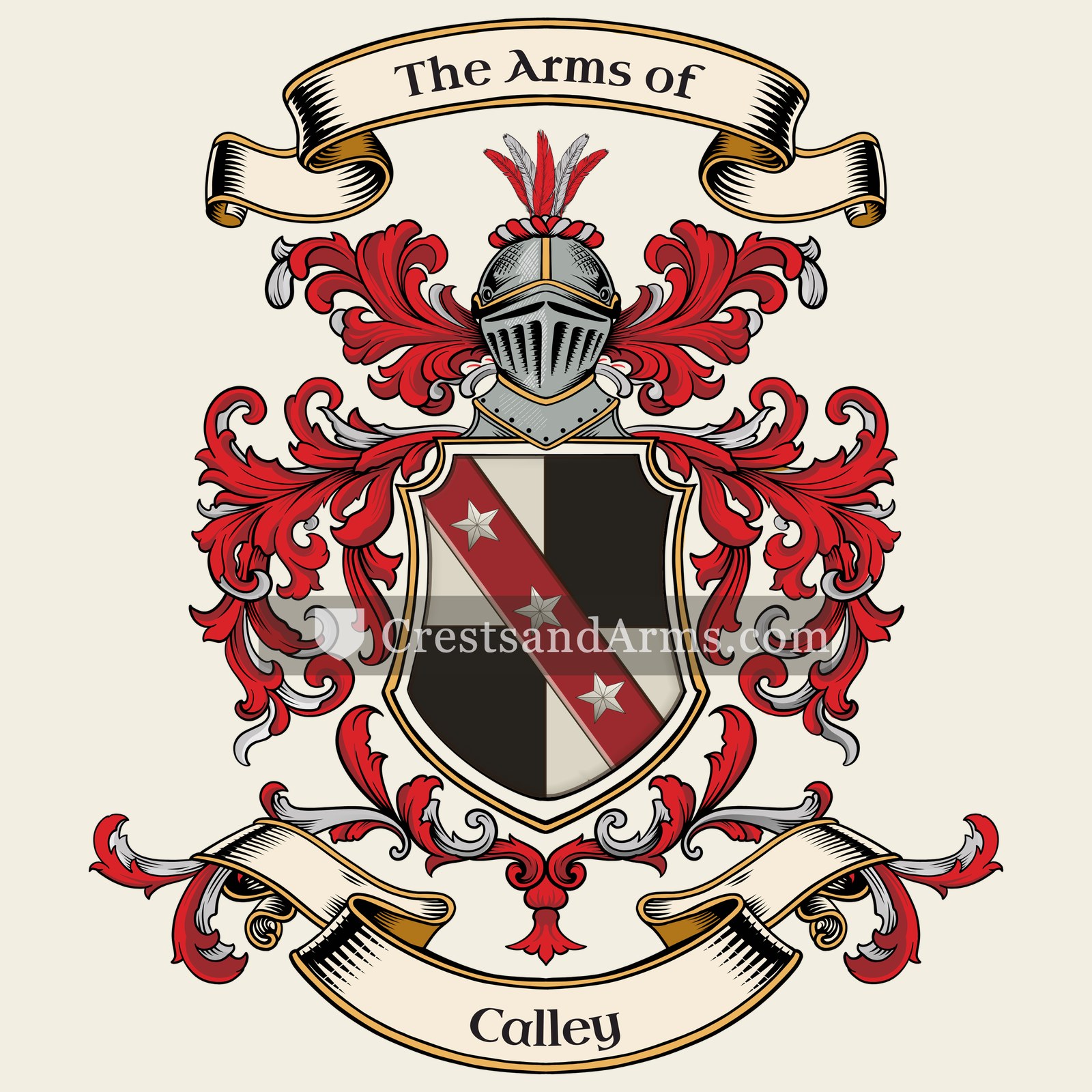The Calley coat of arms, drawn from the recorded blazon