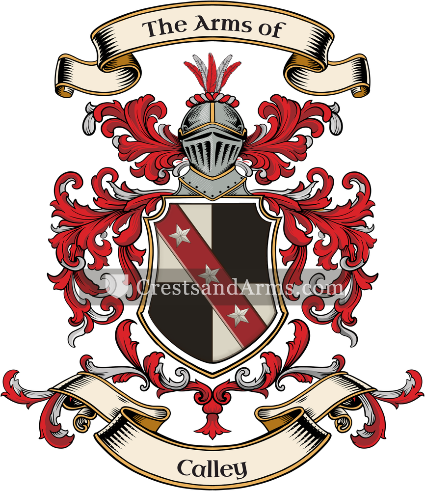 The Calley coat of arms, drawn from the recorded blazon