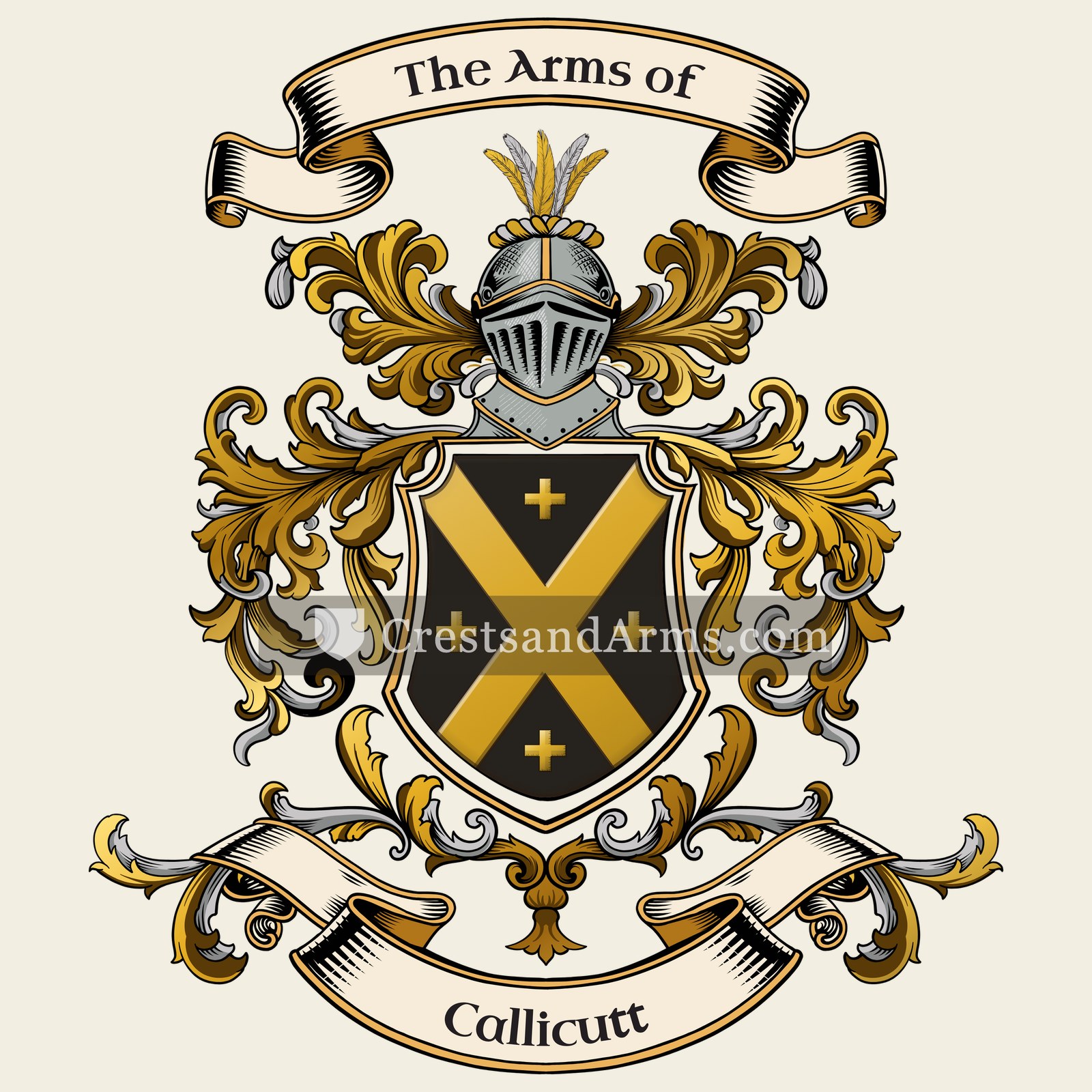 The Callicutt coat of arms, drawn from the recorded blazon