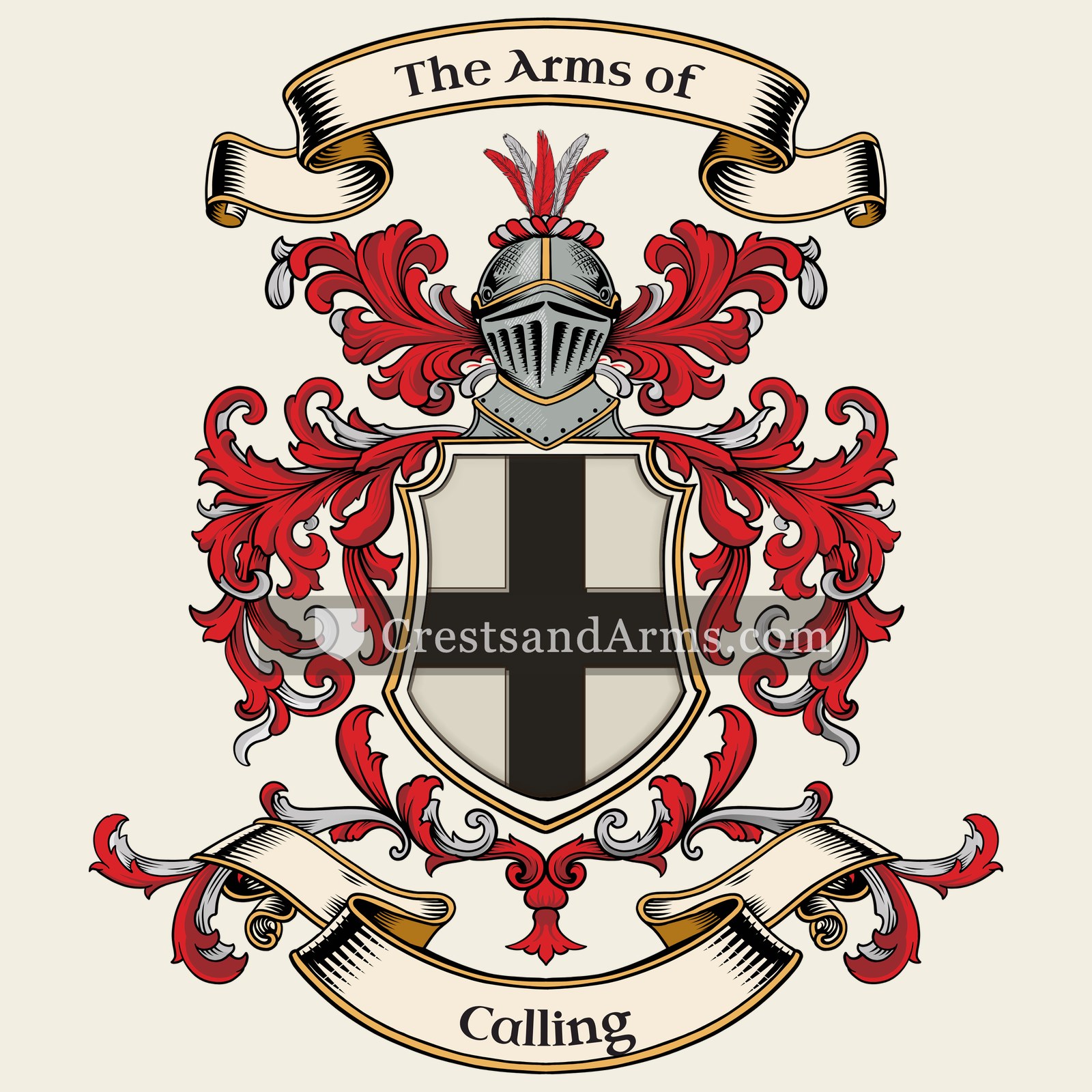 The Calling coat of arms, drawn from the recorded blazon