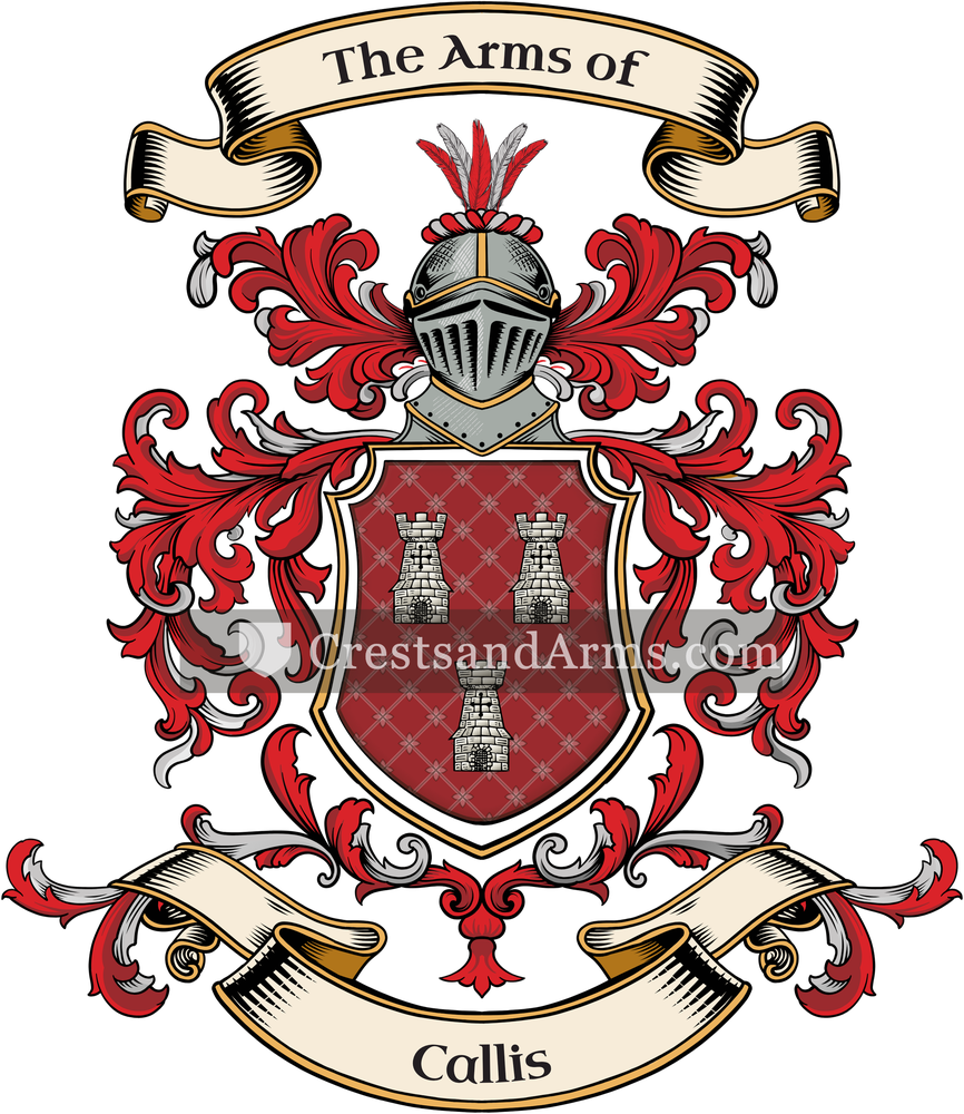 The Callis coat of arms, drawn from the recorded blazon