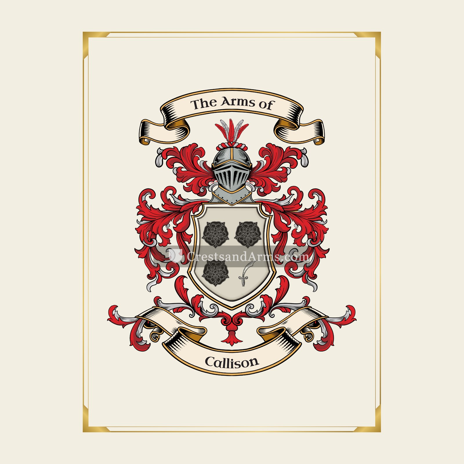 With gold border