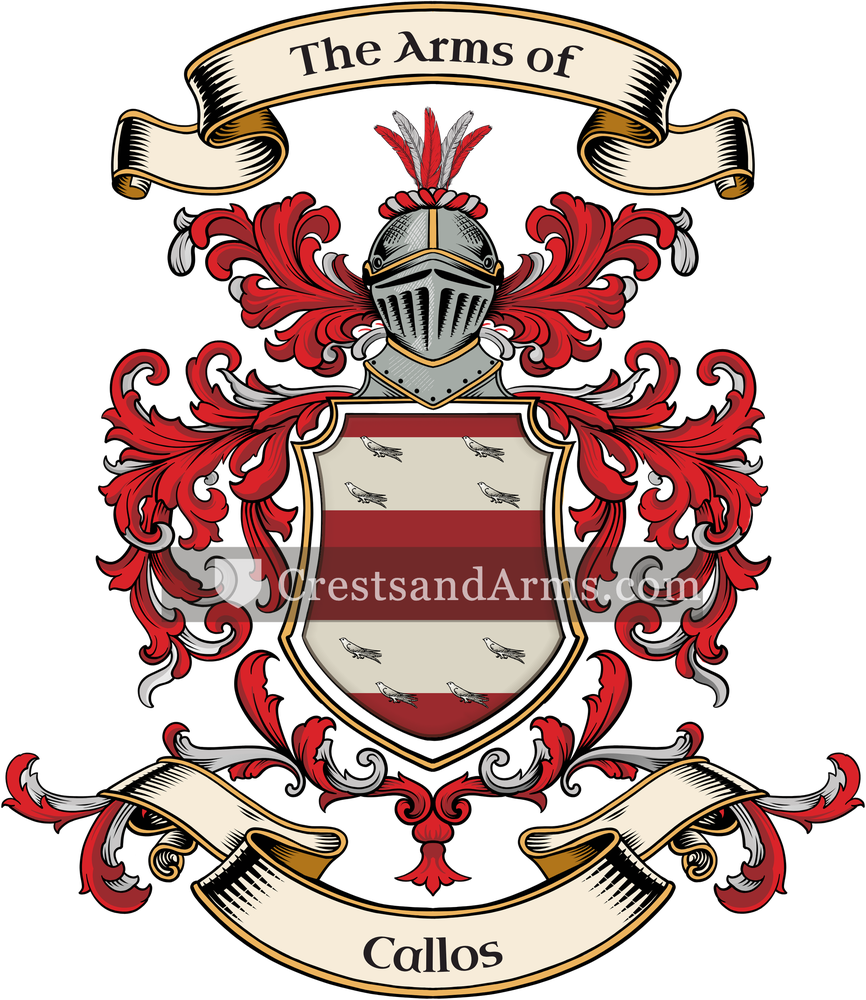 The Callos coat of arms, drawn from the recorded blazon