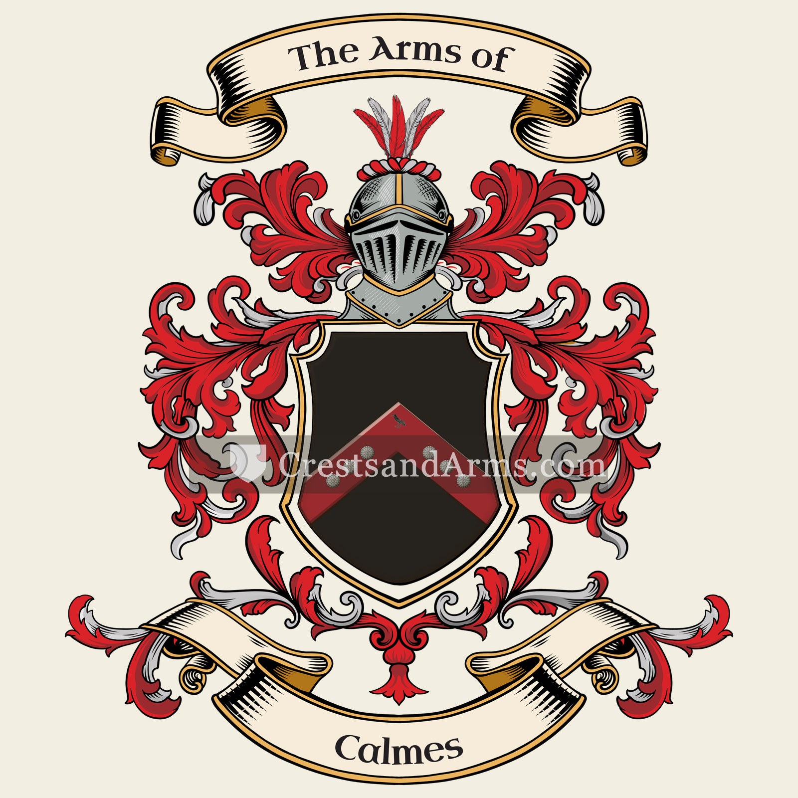 The Calmes coat of arms, drawn from the recorded blazon