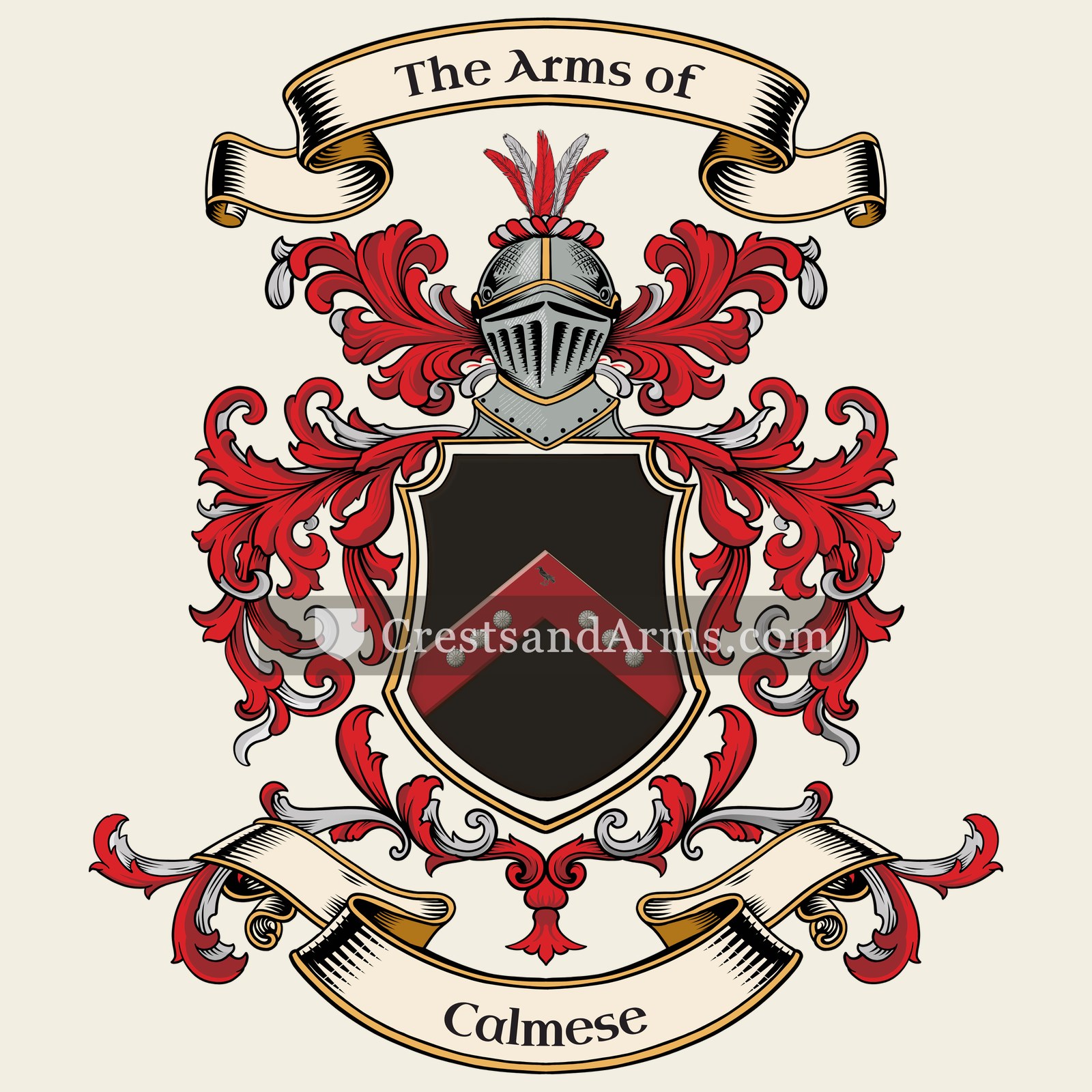 The Calmese coat of arms, drawn from the recorded blazon