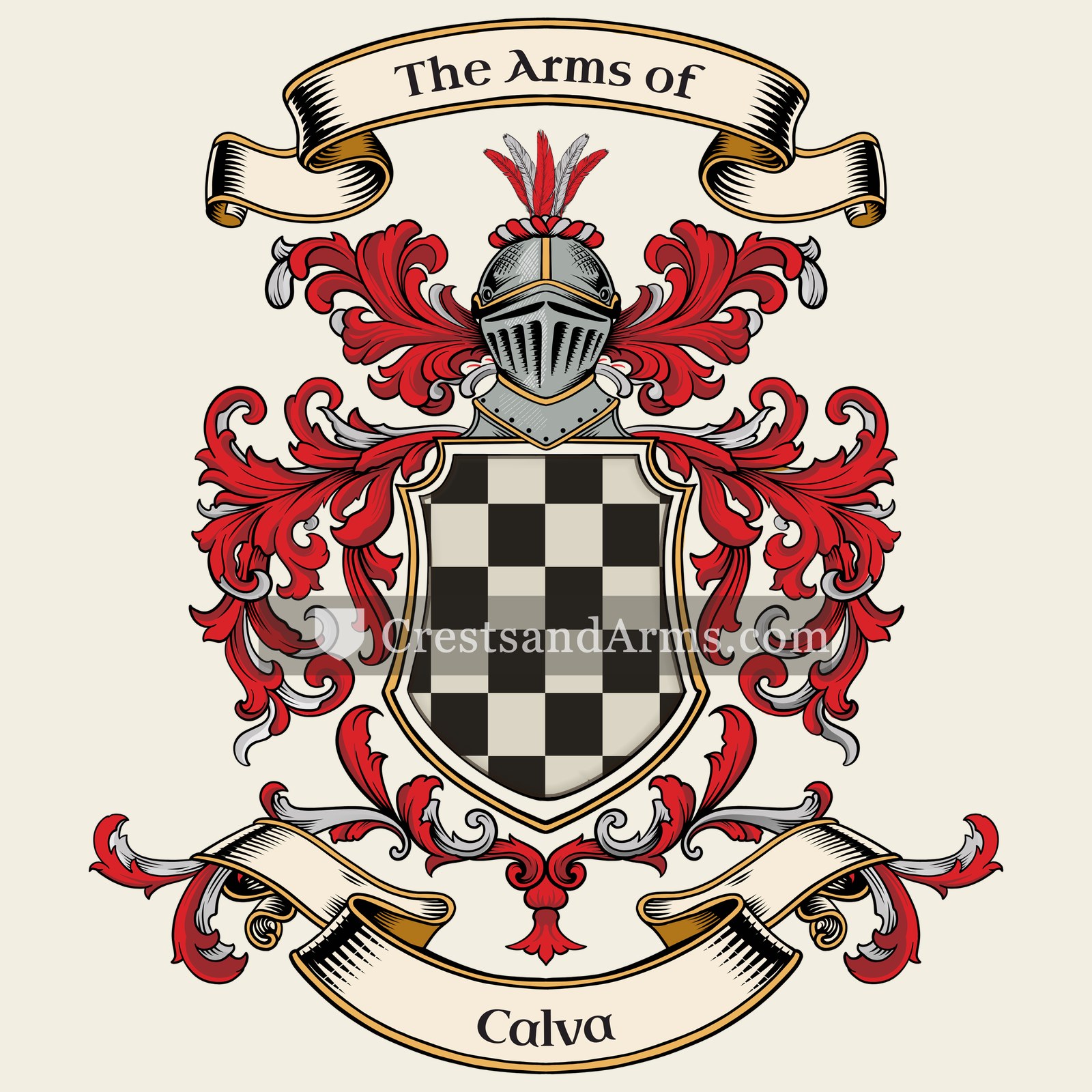 The Calva coat of arms, drawn from the recorded blazon