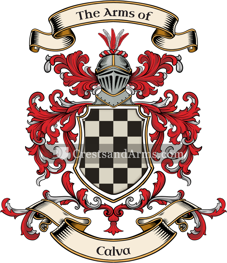 The Calva coat of arms, drawn from the recorded blazon