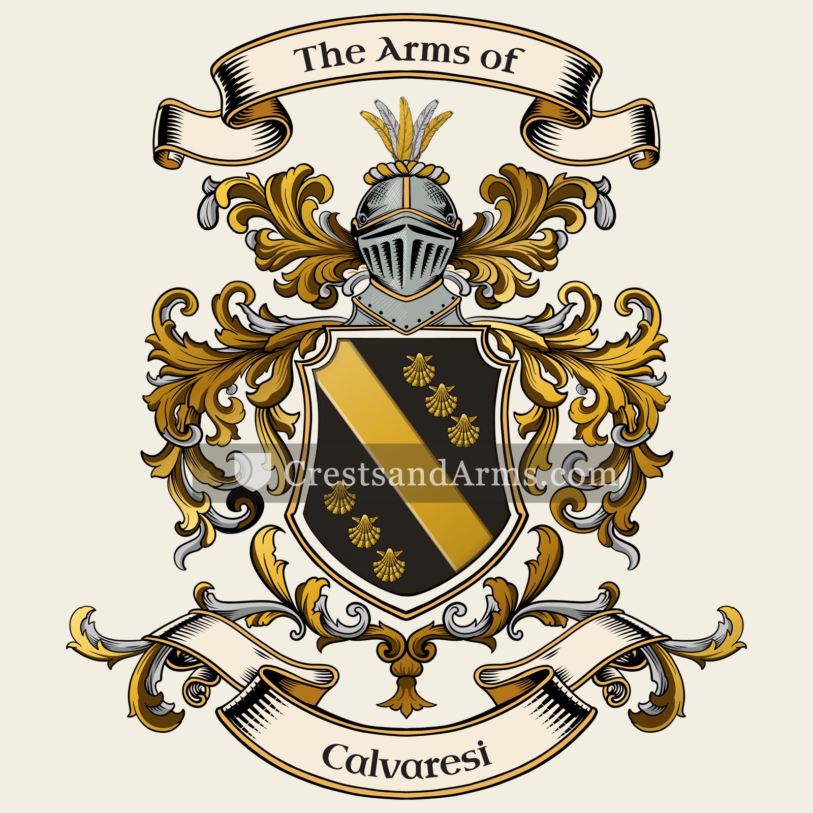 The Calvaresi coat of arms, drawn from the recorded blazon