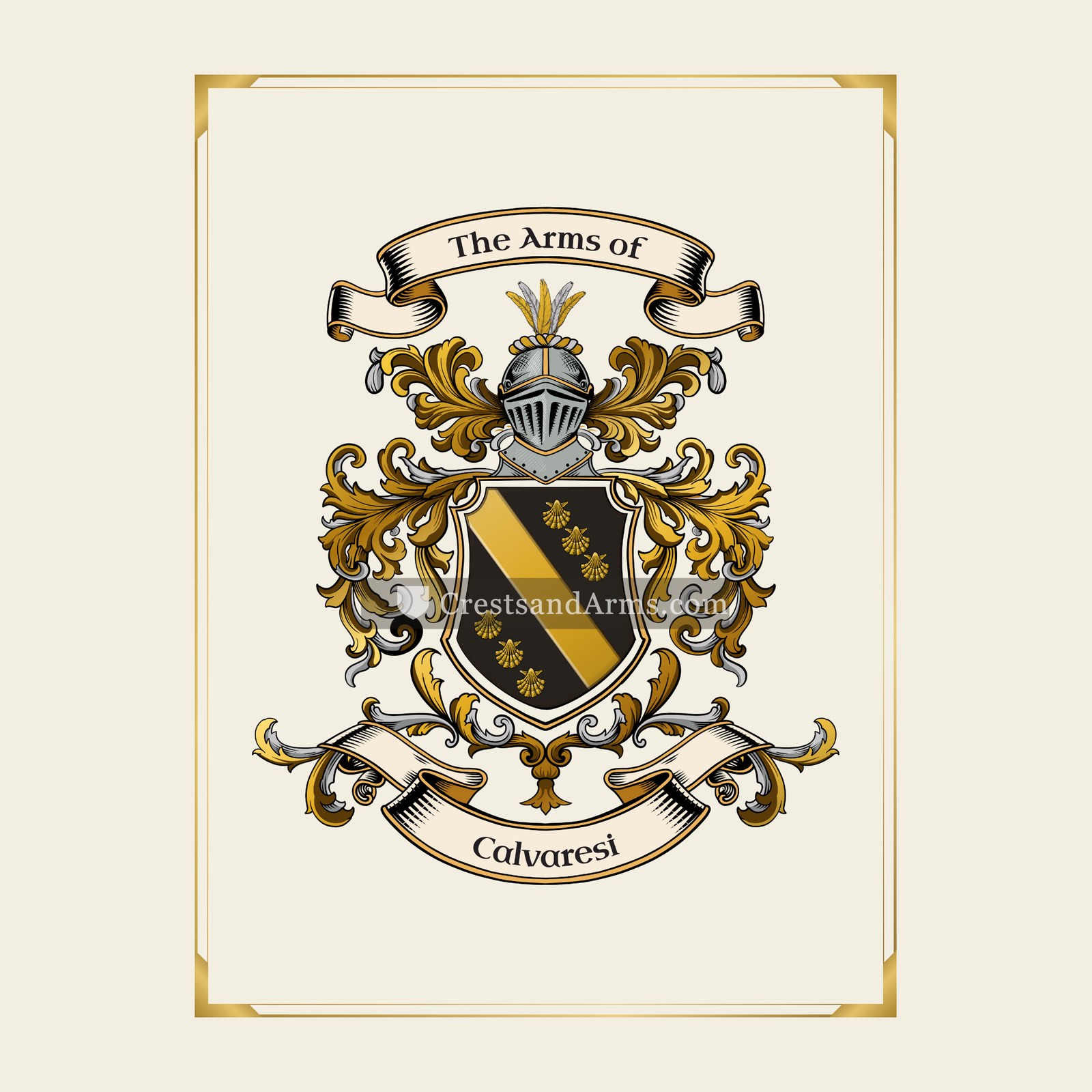 With gold border