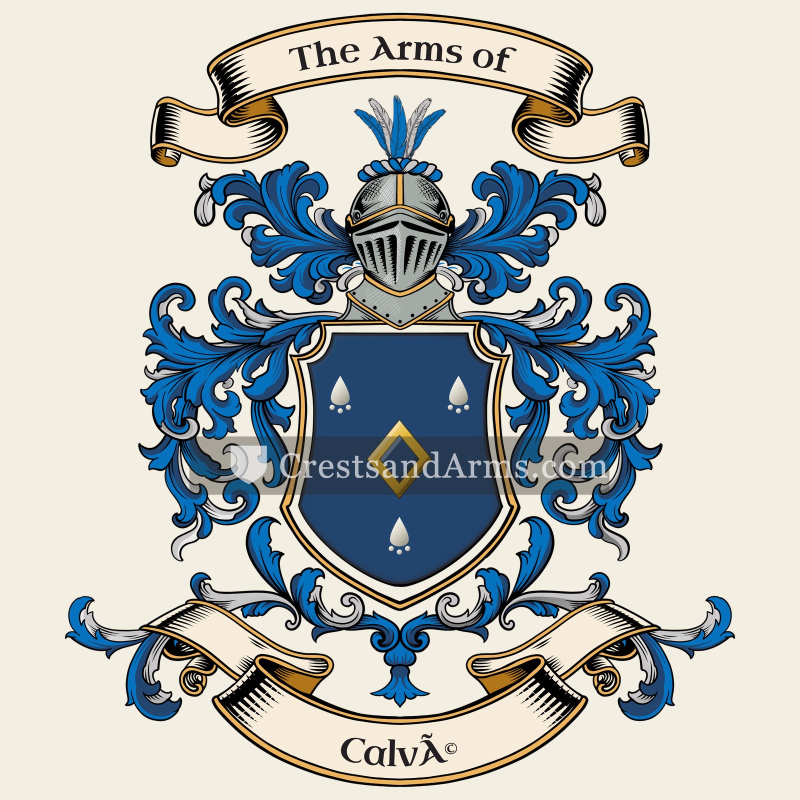 The Calvé coat of arms, drawn from the recorded blazon
