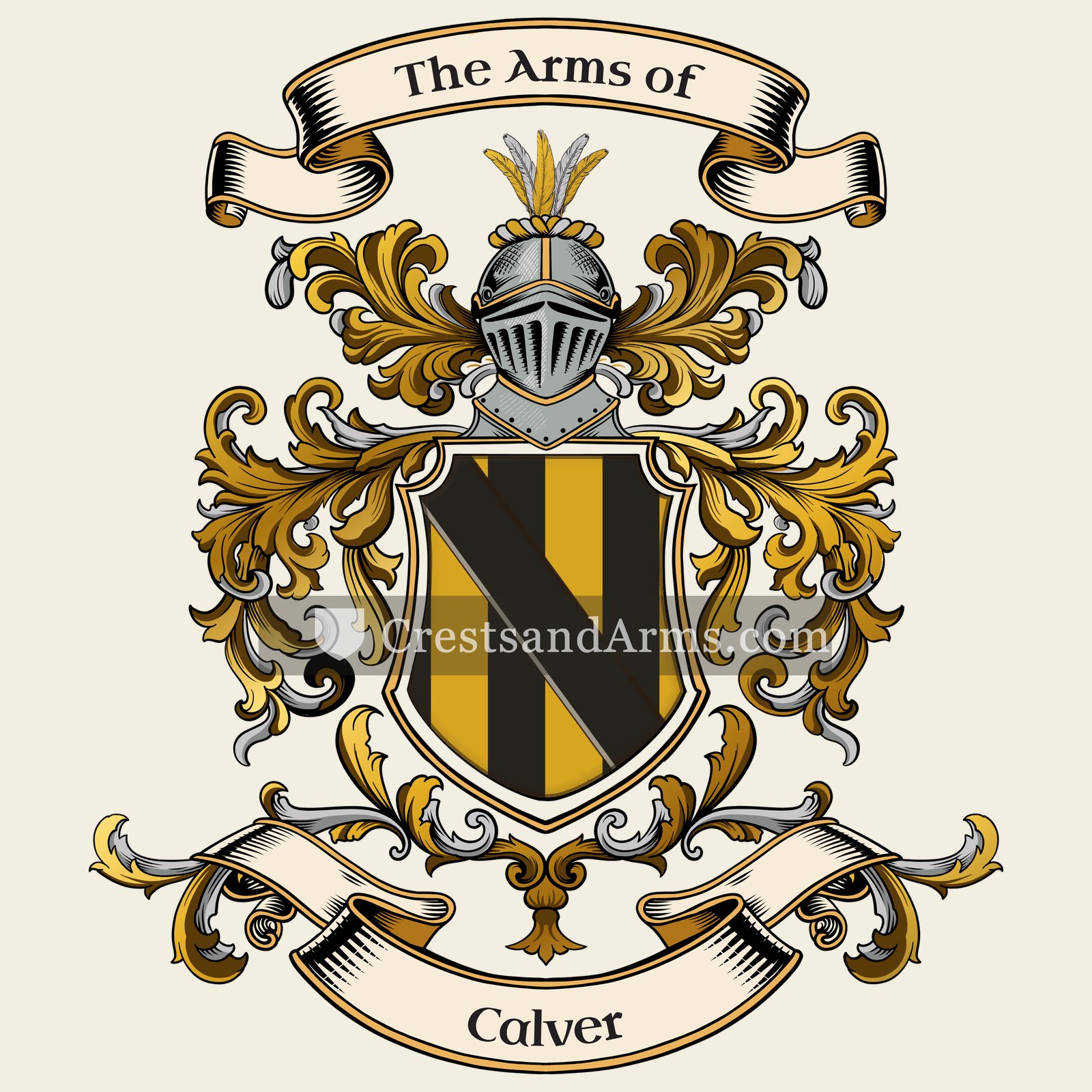 The Calver coat of arms, drawn from the recorded blazon